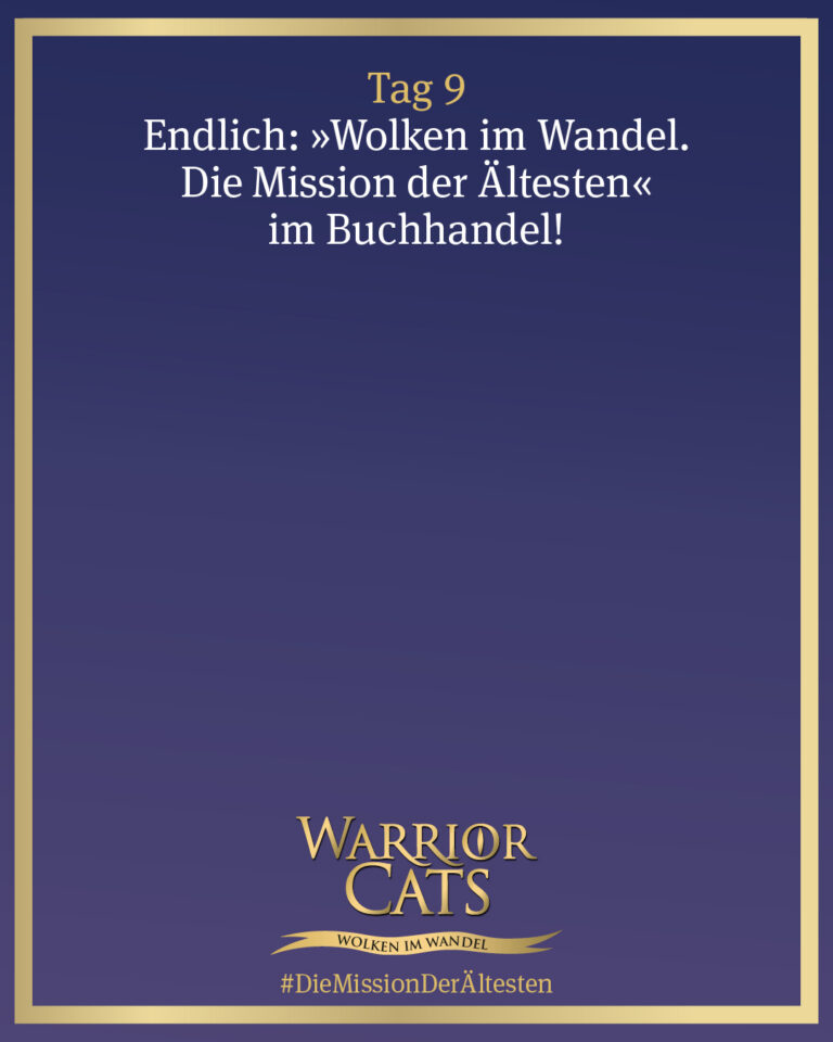 Ein goldener Rahmen, der für die Aufgabe an Tag 9 der Challenge genutzt werden kann. Thema: Endlich ist er da, der neue Warrior Cats-Band »Wolken im Wandel. Die Mission der Ältesten«
